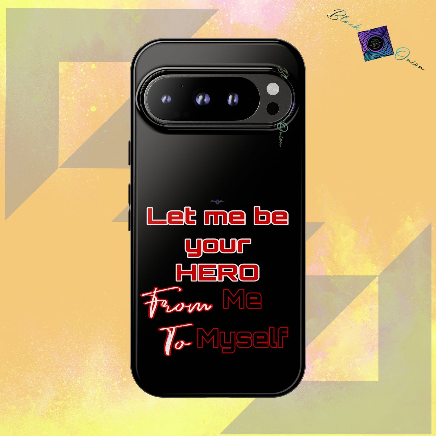 BlackOnion Brand New Phone Case - with Motivational Workout Motif’Let me be your Hero ‘💪🔥🫵