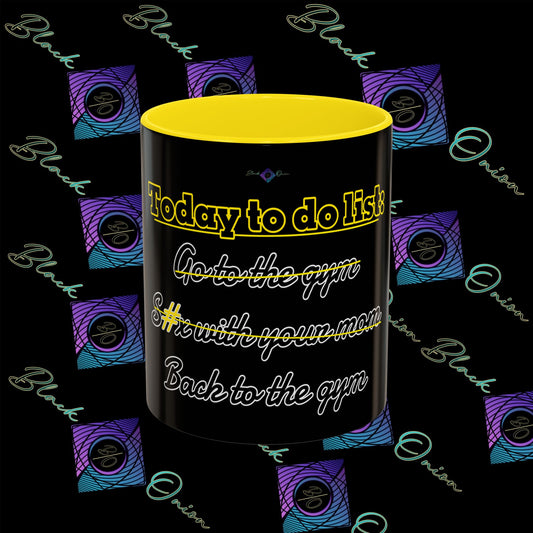 BlackOnion Coffee Mug - 11oz with Workout Motif ‘Today To Do List ’🔥💪🫵