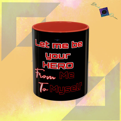 BlackOnion Coffee Mug - 11oz with Workout Motif ‘Let me be your Hero’🔥💪🫵