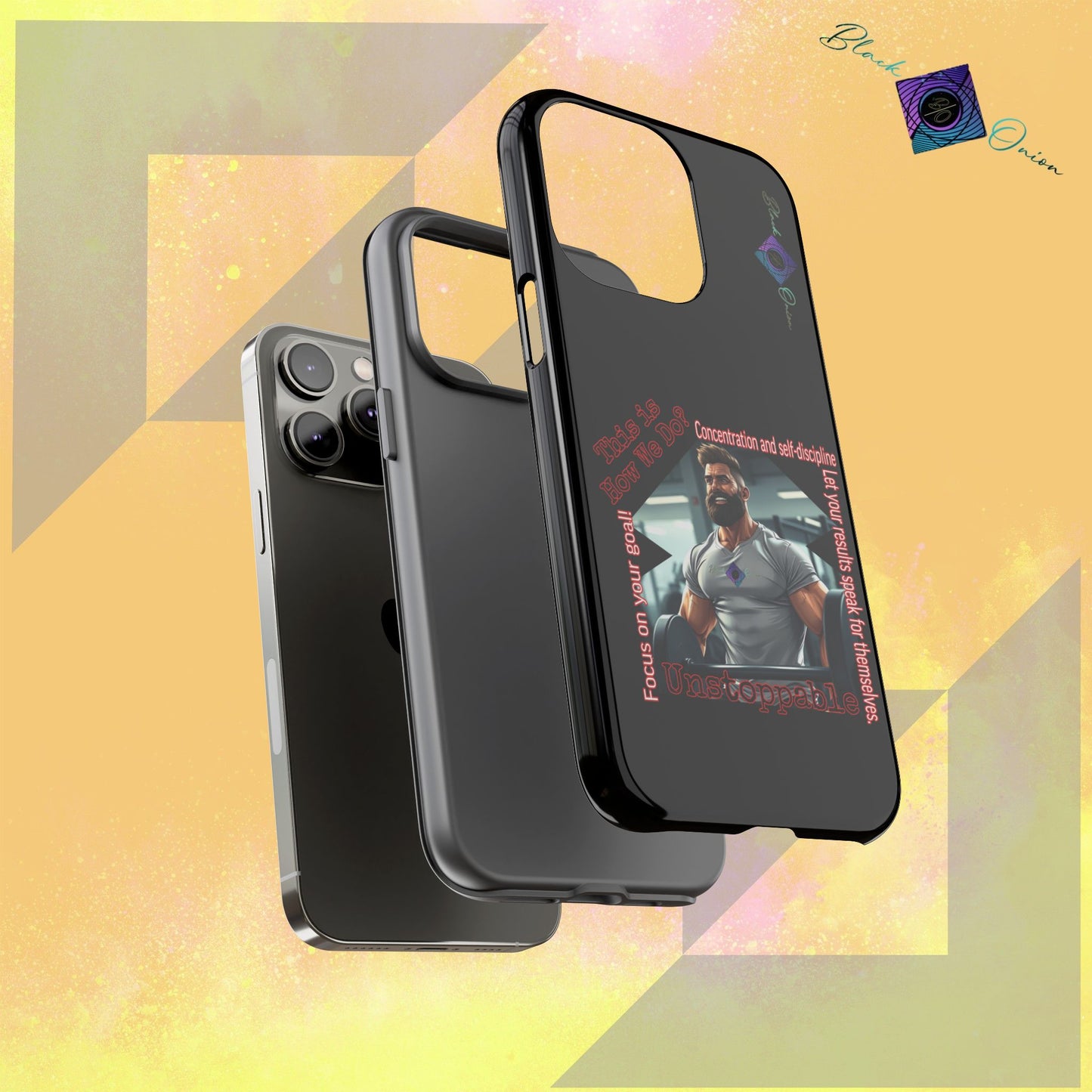 BlackOnion Brand New Phone Case - with Motivational Workout Motif’Unstoppable ‘💪🔥🫵