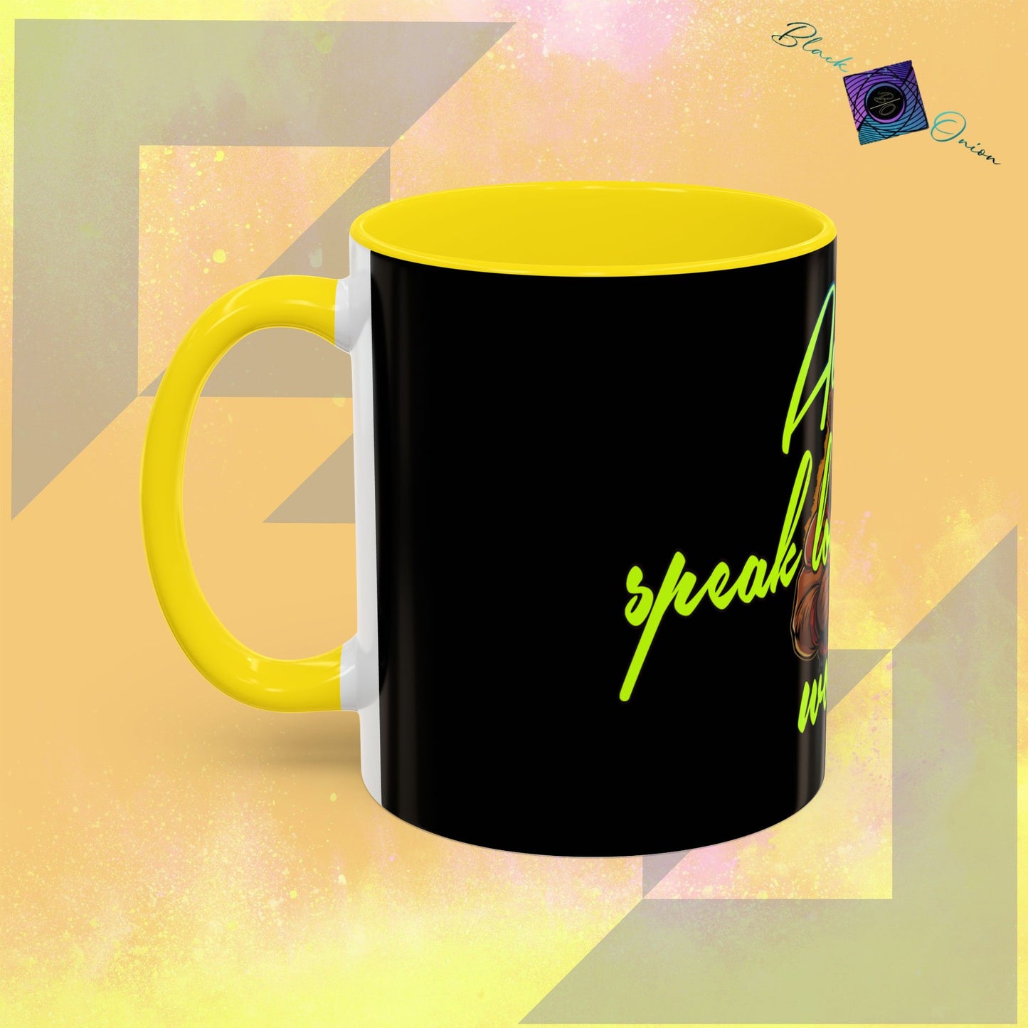 BlackOnion Coffee Mug - 11oz with Workout Motif ‘Actions speak lauder than words’🔥💪🫵