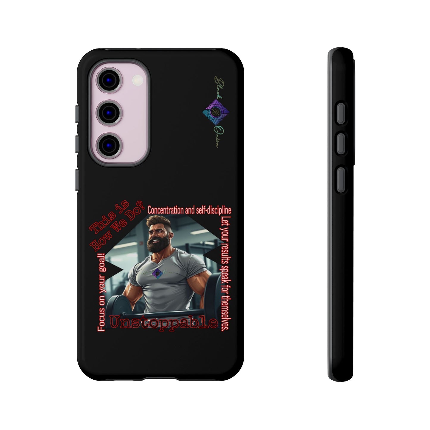 BlackOnion Brand New Phone Case - with Motivational Workout Motif’Unstoppable ‘💪🔥🫵