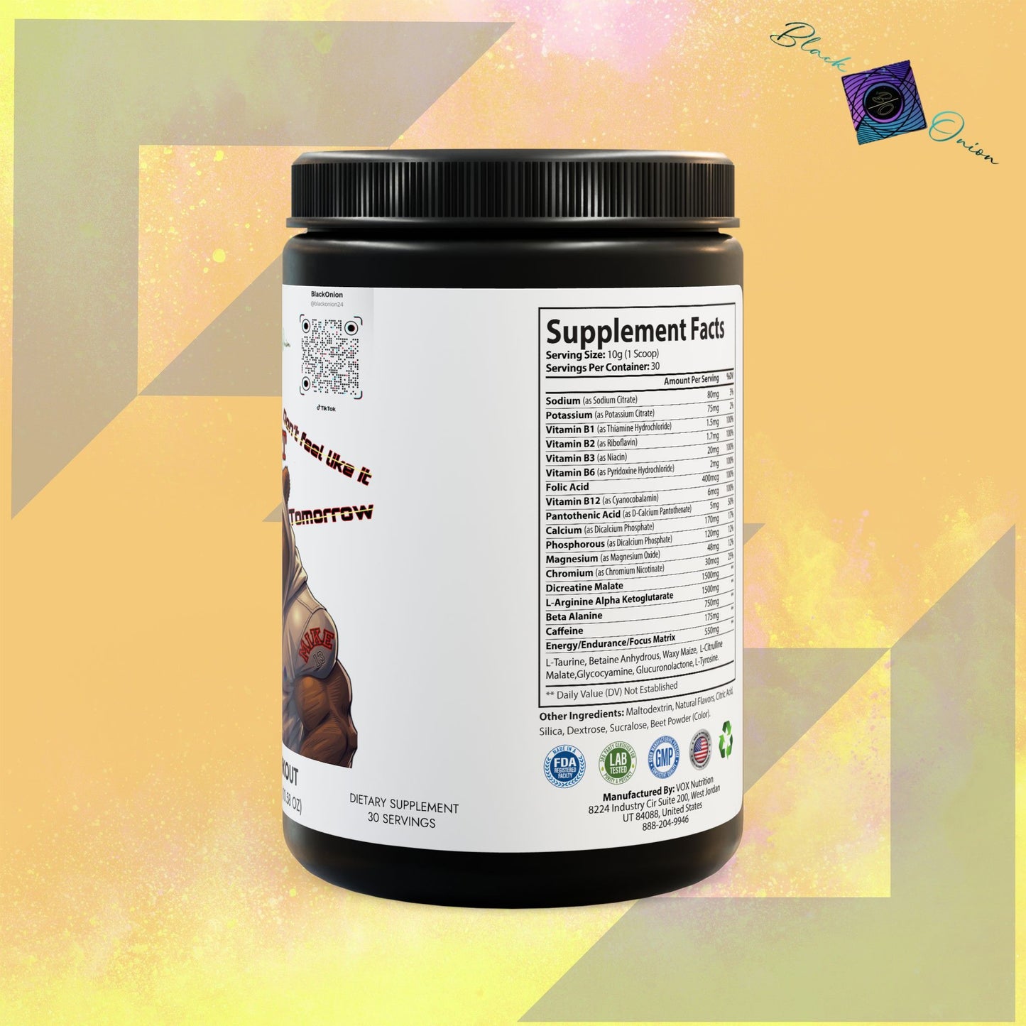 BlackOnion Pre-Workout Supplement, Watermelon (300g, 10.58oz)💪🔥