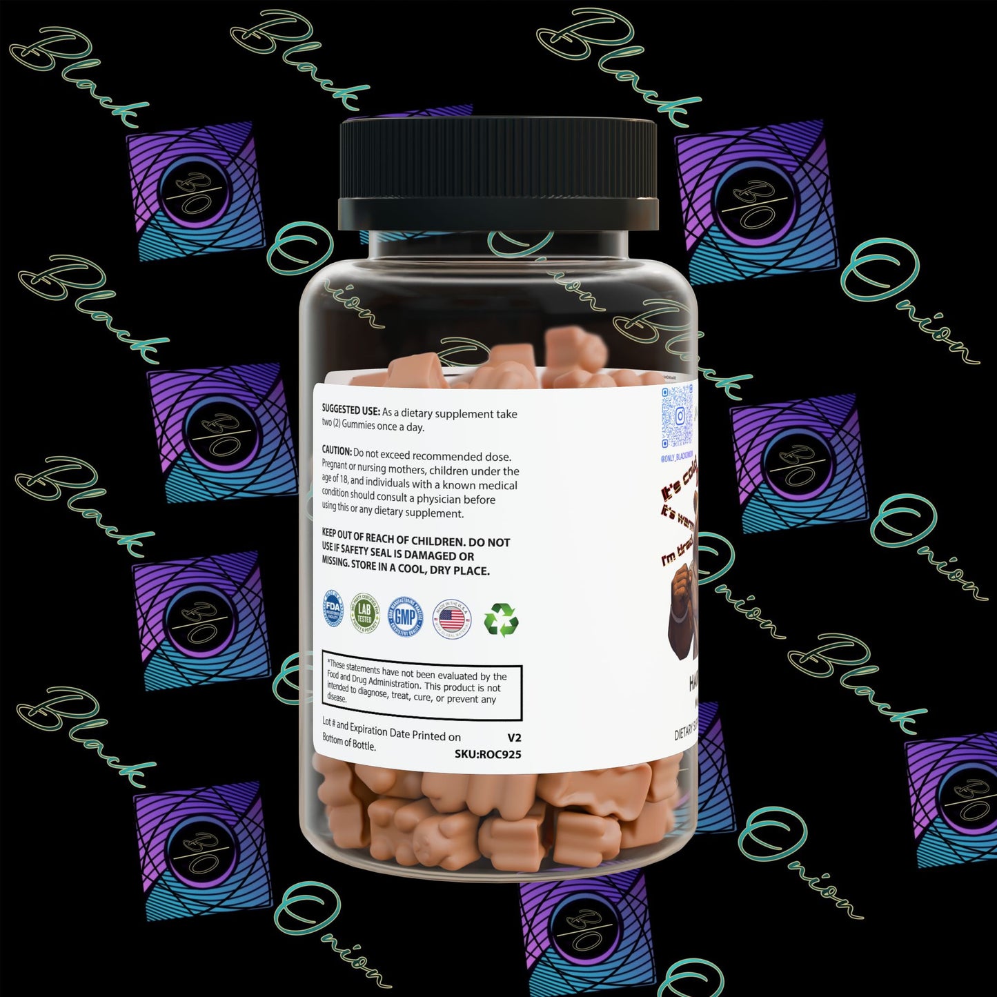 BlackOnion Hair Vitamin Gummies (60 Gummies) with Workout Motif