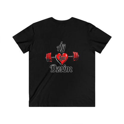 BlackOnion Men's V-Neck T-Shirt with Workout Motif ‘ÁjjLávDzsim’💪🔥🫵