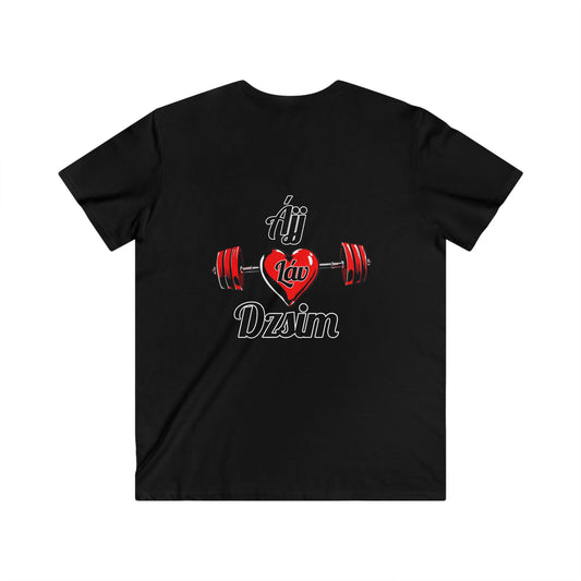 BlackOnion Men's V-Neck T-Shirt with Workout Motif ‘ÁjjLávDzsim’💪🔥🫵