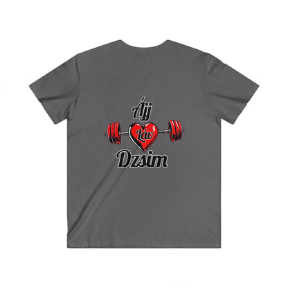 BlackOnion Men's V-Neck T-Shirt with Workout Motif ‘ÁjjLávDzsim’💪🔥🫵