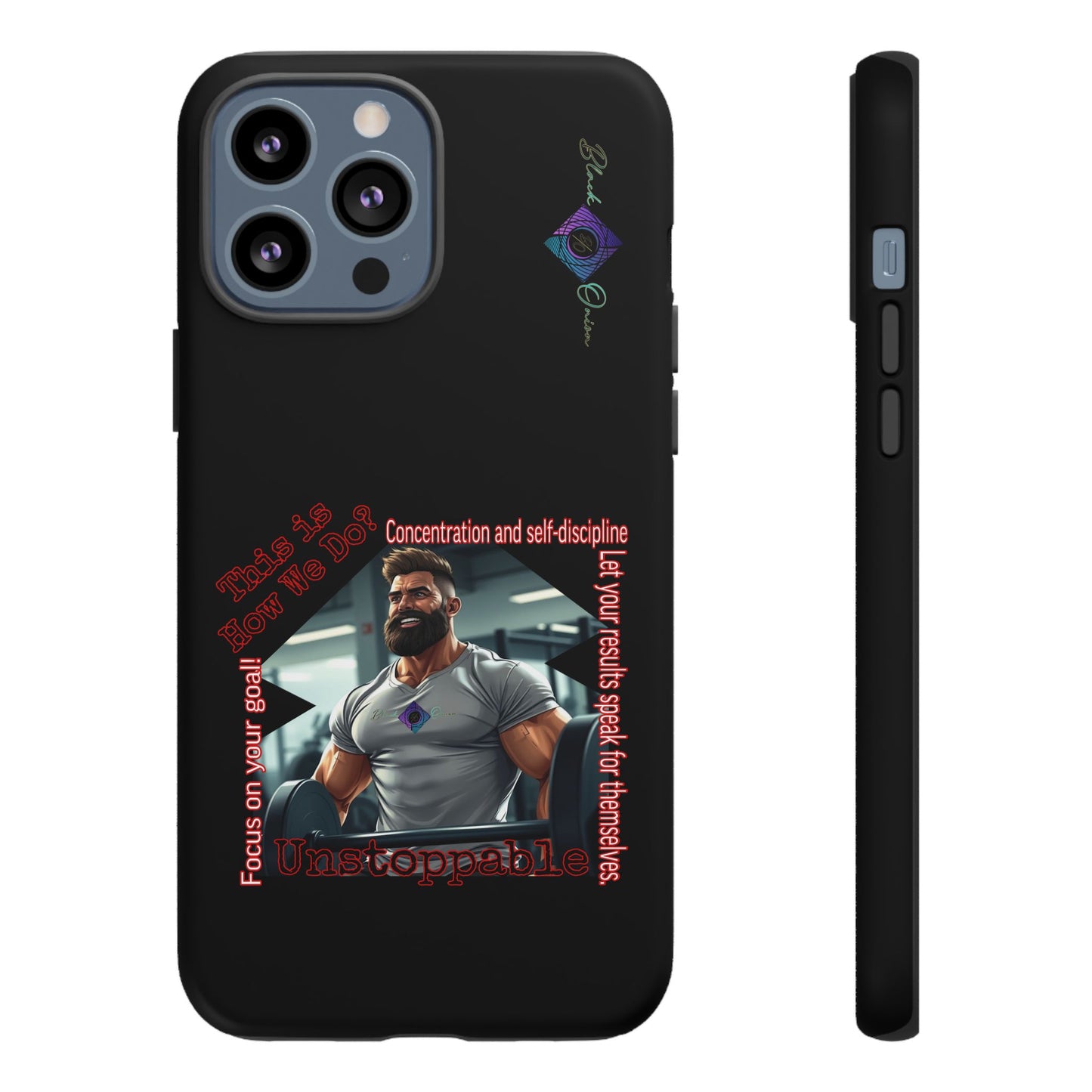 BlackOnion Brand New Phone Case - with Motivational Workout Motif’Unstoppable ‘💪🔥🫵