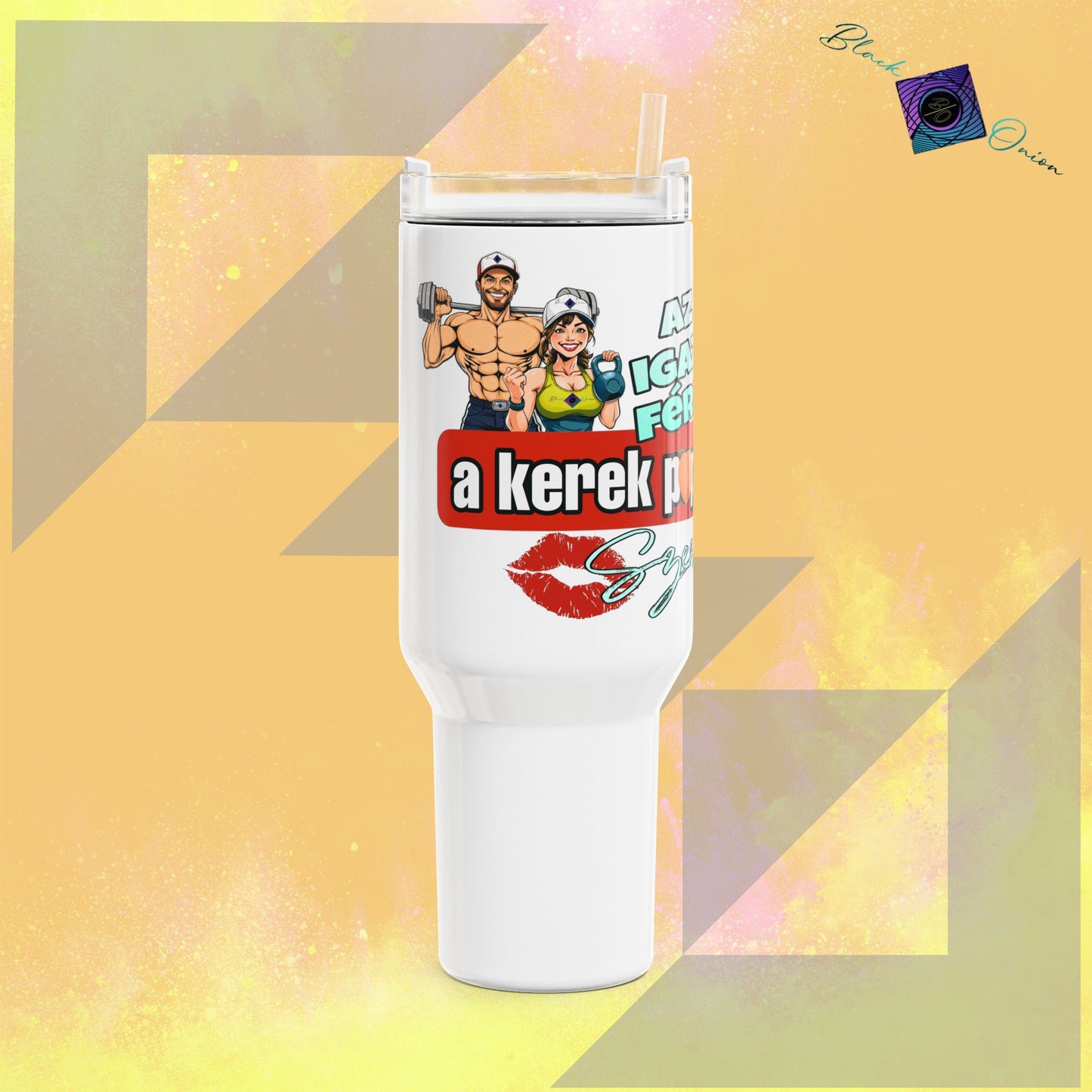 BlackOnion Tumbler with Workout Motif -‘Kerek popsi’ -40oz 💋💯🌸