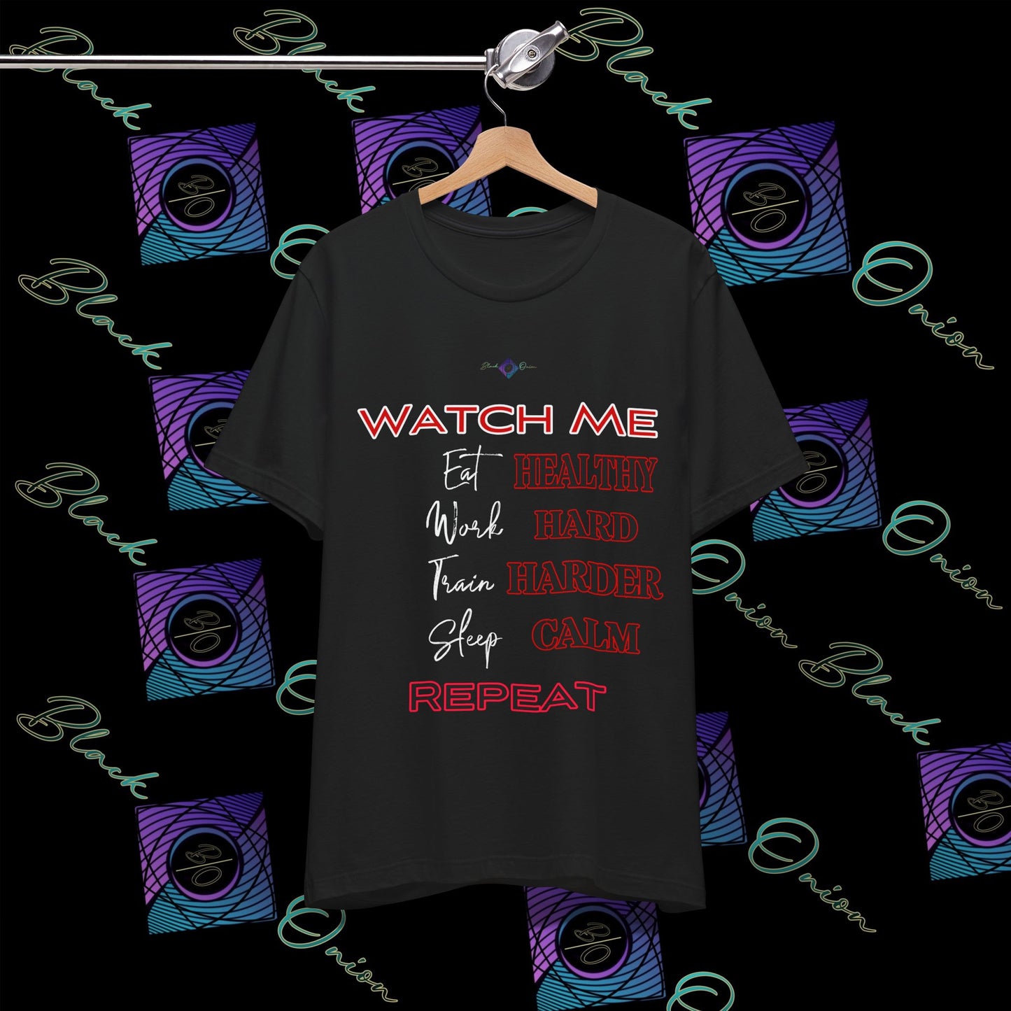 BlackOnion "Watch Me" T-Shirt with Workout Motif 💪🔥
