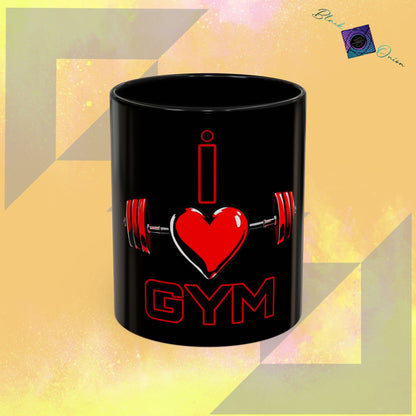 BlackOnion Coffee Mug - 11oz with Workout Motif ‘I Love Gym’🔥💪🫵