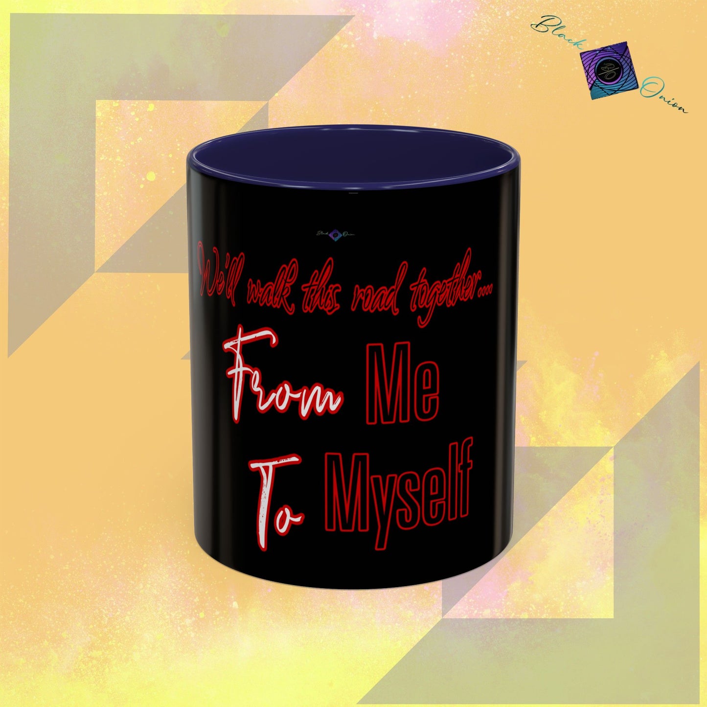 BlackOnion Coffee Mug - 11oz with Workout Motif ‘We’ll walk this road together’🔥💪🫵
