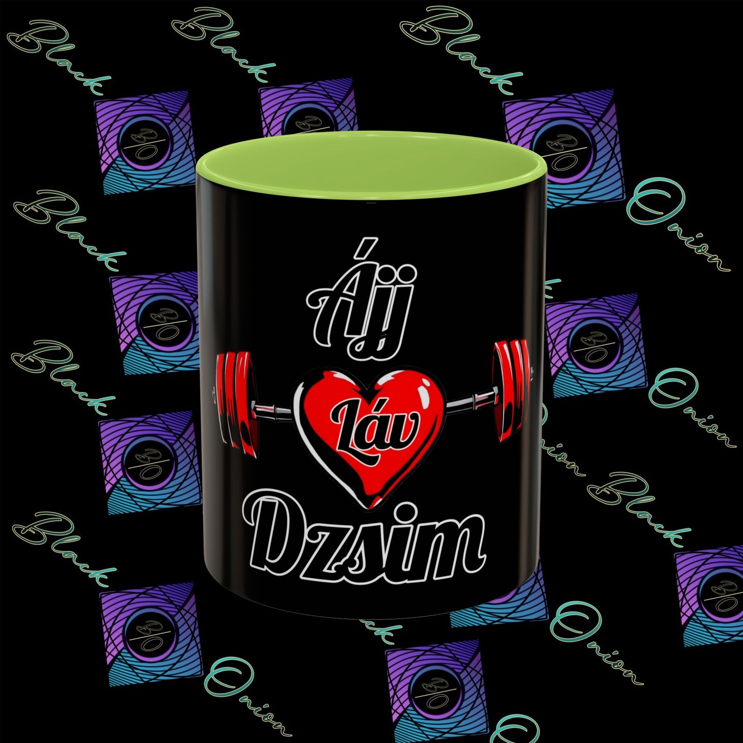 BlackOnion Coffee Mug Serial 2 with Workout Motif ‘ÁjjLávDzsim ’🫵🔥💪