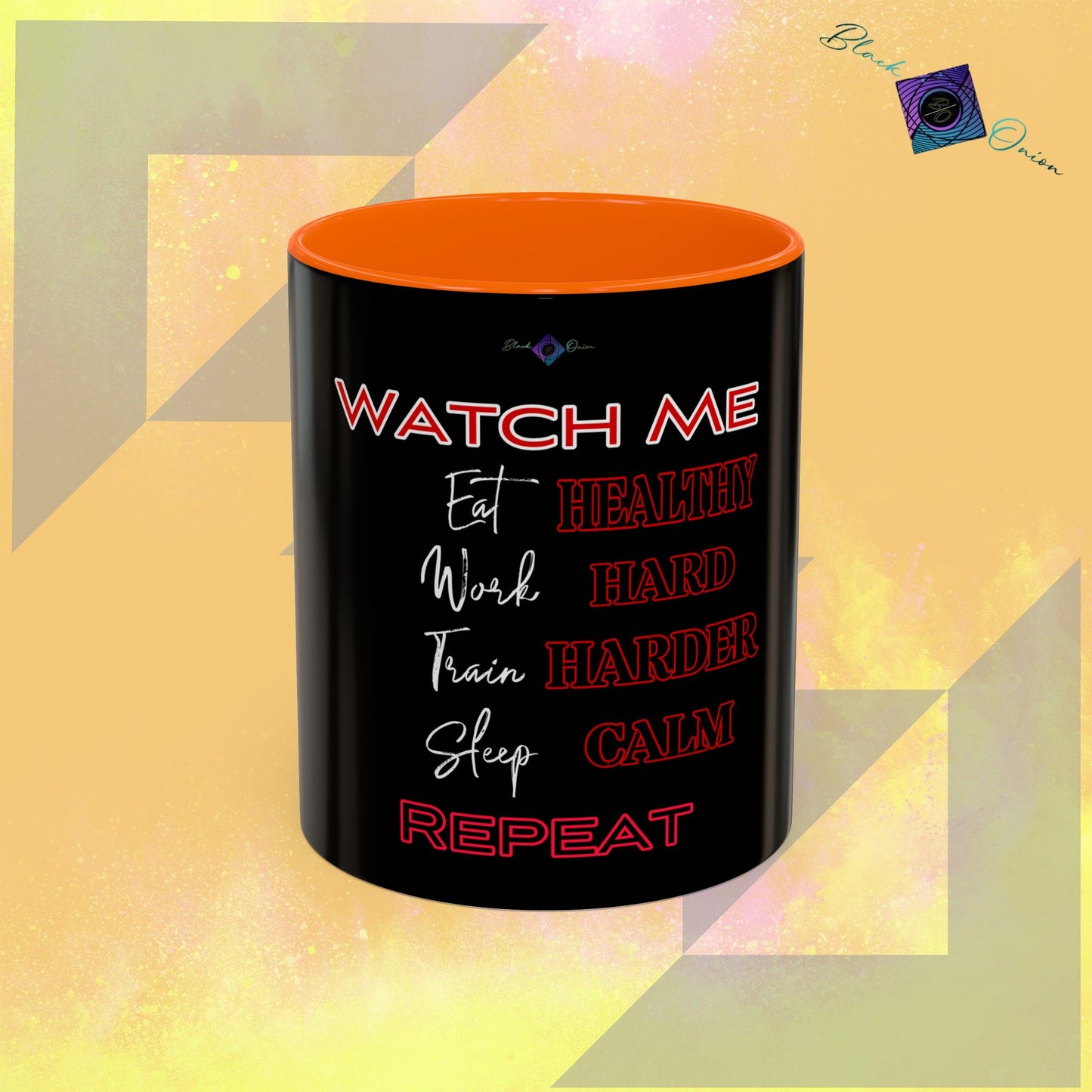 BlackOnion Coffee Mug - 11oz with workout motif ‘Watch Me’🔥💪🫵