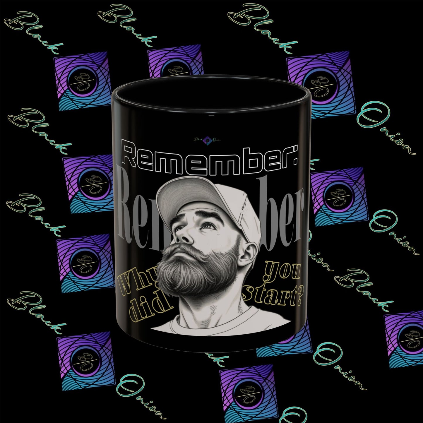 BlackOnion Coffee Mug - 11oz with Workout Motif ‘Remember ’🔥💪🫵