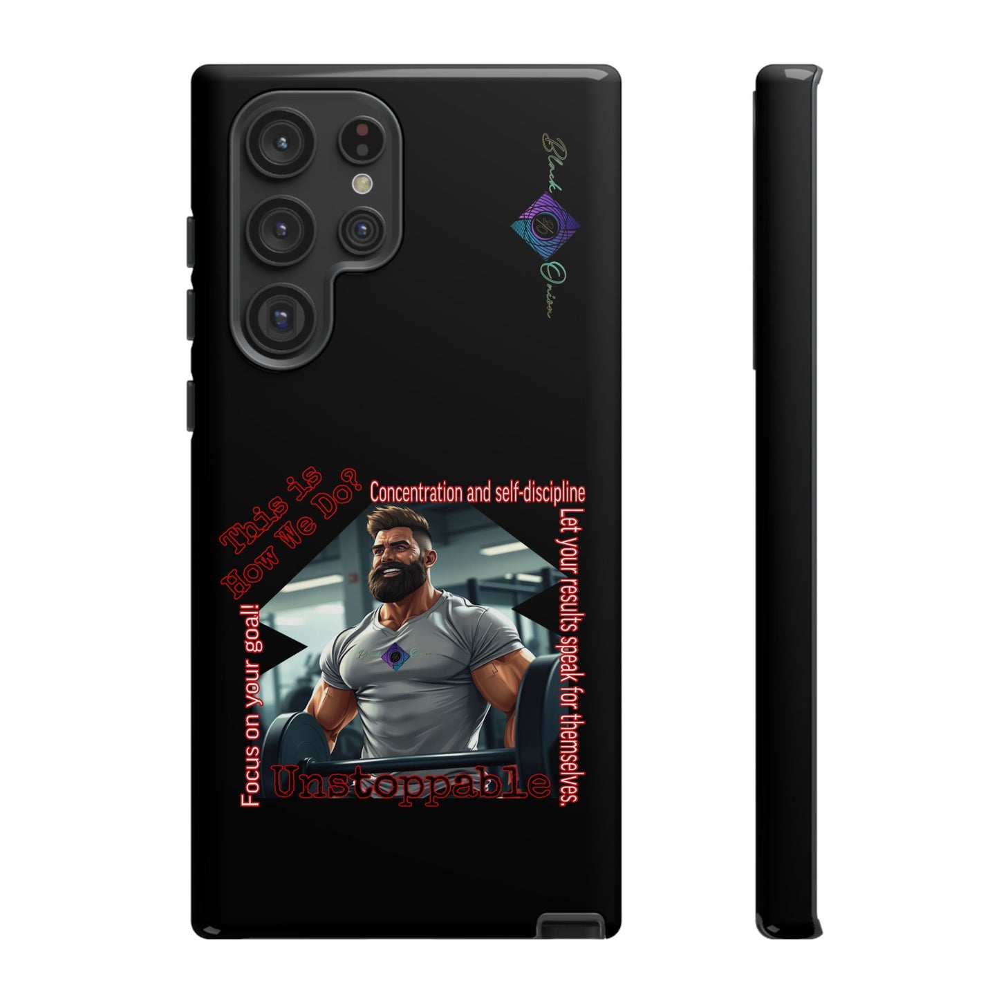 BlackOnion Brand New Phone Case - with Motivational Workout Motif’Unstoppable ‘💪🔥🫵