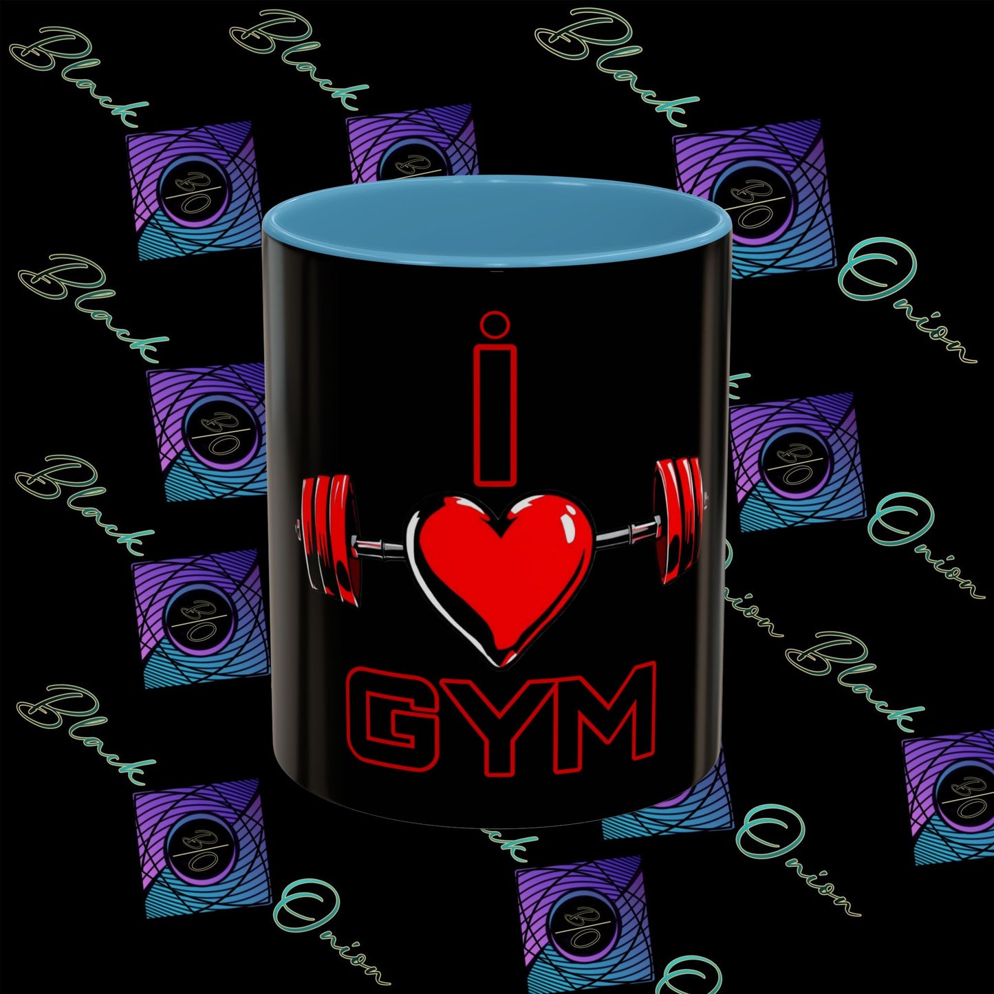 BlackOnion Coffee Mug - 11oz with Workout Motif ‘I Love Gym’🔥💪🫵