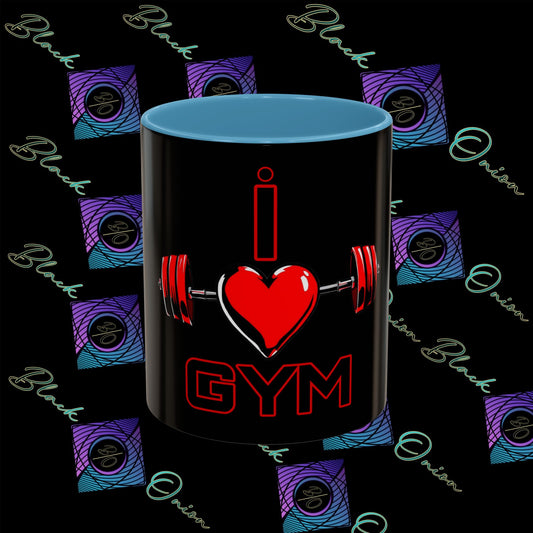 BlackOnion Coffee Mug - 11oz with Workout Motif ‘I Love Gym’🔥💪🫵