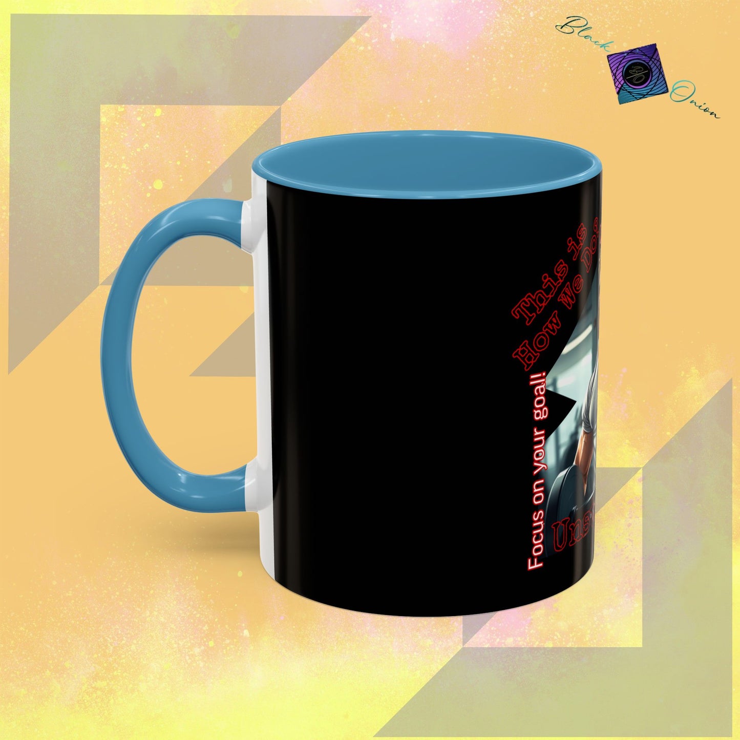 BlackOnion Coffee Mug - 11oz with Workout Motif ‘Unstoppable’🔥💪🫵