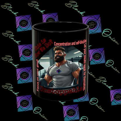 BlackOnion Coffee Mug - 11oz with Workout Motif ‘Unstoppable’🔥💪🫵